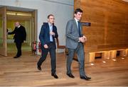 20 May 2014; Republic of Ireland manager Martin O'Neill, left, and FAI Director of Communications Peter Sherrard arrive for a final summer squad announcement. Waterford Medieval Museum, Waterford. Picture credit: Barry Cregg / SPORTSFILE