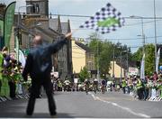 20 May 2014; Riders sprint towards the finishline during Stage 3 of the 2014 An Post Rás. Lisdoonvarna - Charleville. Picture credit: Ramsey Cardy / SPORTSFILE