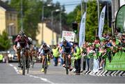 20 May 2014; Stage winner Jan Sokol, Synergy Baku Cycling, aprroaches the finish line during Stage 3 of the 2014 An Post Rás. Lisdoonvarna - Charleville. Picture credit: Ramsey Cardy / SPORTSFILE