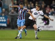 20 May 2014; Sean Gannon, Dundalk, in action against Declan O'Brien, Drogheda United. SSE Airtricity League Premier Division, Dundalk v Drogheda United, Oriel Park, Dundalk, Co. Louth. Photo by Sportsfile
