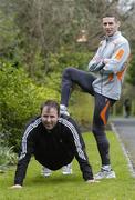 28 March 2006; Former Cork star Colin Corkery, who has signed up for the 2006 adidas Dublin Marathon Virgins team, with team coach Gary Crossan. Corkery is looking for 12 other first time marathon runners from around the country to join him on the team. People can sign up at www.adidasdublinmarathon.ie. Merrion Square, Dublin. Picture credit: David Maher / SPORTSFILE