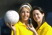 29 March 2006; Maria Hoey, from Galway, left, with Pamela Fitzgerald, from Limerick, at the launch of a new website gaaresults.ie. The site will feature game results and match reports instantaneously uploaded after games by participating clubs across the country. Club members may also get results from gaaresults.ie instantly sent to their mobile phones. McEniff Skylon Hotel, Drumcondra, Dublin. Picture credit: Brian Lawless / SPORTSFILE