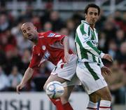 10 April 2006; Dave Rogers, Shelbourne, in action against Neale Fenn, Cork City. Setanta Cup Semi-Final, Cork City v Shelbourne, Turners Cross, Cork. Picture credit: David Maher / SPORTSFILE