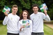 22 May 2014; Paralympics Ireland today launched it's new strategic plan entitled Securing Success Together. The plan outlines a new strategic direction for the organisation which will seek to address the need for a comprehensive talent identification system and clear athlete development pathway for Irish Paralympic Sport. Pictured at the launch are Irish paralympic athletes, from left, Luke Evans, Ireland Cerebral Palsey football team captain, Ellen Keane, double swimming world championship bronze medalist, and Michael McKillop, double paralympic gold medalist at 800m and 1500m. Bewley's Hotel, Ballsbridge, Dublin 4. Picture credit: Pat Murphy / SPORTSFILE