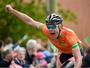 22 May 2014; Marcin Bialoblocki, Velosure Giordana, celebrates after winning Stage 5 of the 2014 An Post Rás. Cahirciveen - Clonakilty. Picture credit: Ramsey Cardy / SPORTSFILE