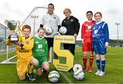 23 May 2014; Republic of Ireland goalkeeper David Forde with Republic of Ireland International Stephanie Roche, with Aviva Health FAI Primary School 5’s Ambassadors from left, Sean Guiden, Nikki Lynch, Sean Mulvey and Rachel O’Leary, all from Malahide, Co.Dublin,were in Malahide today to announce the 20 schools who have qualified as finalists for the Aviva Health FAI Primary School 5’s.  The finalists will compete at the Aviva Stadium on the 28th May, with the winners being named All-Ireland Champions. Gannon Park, Malahide, Co. Dublin. Picture credit: David Maher / SPORTSFILE