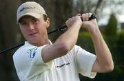 7 April 2006; European Tour player Michael Hoey takes a practice swing at the launch of a new sponsorship deal with Mitsubishi Motors Ireland. Mitsubishi House, Dublin. Picture credit; Pat Murphy / SPORTSFILE