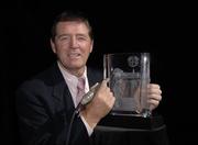 10 April 2006; European Ryder Cup team Vice Captain Des Smyth engraves a piece of Waterford Crystal at the launch of the new Waterford Crystal 2006 Ryder Cup Commemorative Collection. With only 500 in existence in the world, the hand engraved crystal centrepiece depicts the treacherous approach to the 18th hole with the K Club Clubhouse in the backdrop. Westin Hotel, Dublin. Picture credit: Ray McManus / SPORTSFILE
