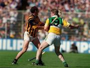 11 July 1999; Daithi Regan of Offaly tussles with Andy Comerford of Kilkenny resulting in a red card during the Leinster Senior Hurling Championship Final match between Kilkenny and Offaly at Croke Park in Dublin. Photo by Brendan Moran/Sportsfile