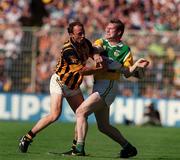 11 July 1999; Daithi Regan of Offaly tussles with Andy Comerford of Kilkenny resulting in a red card during the Leinster Senior Hurling Championship Final match between Kilkenny and Offaly at Croke Park in Dublin. Photo by Brendan Moran/Sportsfile