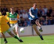 27 June 1999; Brian McEvoy of Dublin shoots to score a goal during the Leinster Minor Football Championship Semi-Final match between Dublin and Offaly at Croke Park in Dublin. Photo by Aoife Rice/Sportsfile