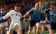 27 June 1999; Fergal Byron of Laois in action against Declan Darcy and Darren Homan of Dublin during the Leinster Senior Football Championship Semi-Final match between Dublin and Laois at Croke Park in Dublin. Photo by Aoife Rice/Sportsfile