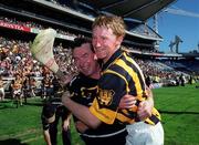 11 July 1999; John Power of Kilkenny celebrates with Kilkenny Selector Ger Henderson following the Leinster Senior Hurling Championship Final match between Kilkenny and Offaly at Croke Park in Dublin. Photo by Ray McManus/Sportsfile