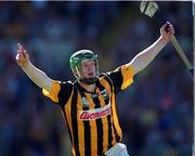 11 July 1999; Henry Shefflin of Kilkenny celebrates after scoring his side's fifth goal during the Leinster Senior Hurling Championship Final match between Kilkenny and Offaly at Croke Park in Dublin. Photo by Ray McManus/Sportsfile