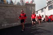 20 June 1999; James McCartan of Down leads his team to the pitch prior to the Bank of Ireland Ulster Senior Football Championship Quarter-Final match between Down and Antrim at Pairc Esler in Newry, Down. Photo by David Maher/Sportsfile
