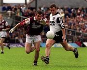 27 June 1999; Ken Kileen of Sligo in action against Tomás Meehan of Galway during the Connacht Senior Football Championship Semi-Final match between Sligo and Galway at Markievicz Park in Sligo. Photo by Ray Lohan/Sportsfile