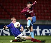 11 April 2006; Andrew Hunter, Linfield, in action against Mark Leech, Drogheda United. Setanta Cup Semi-Final, Linfield v Drogheda United, Windsor Park, Belfast. Picture credit: Oliver McVeigh / SPORTSFILE
