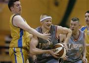 17 April 2006; Micheal Coghlan, Longford Falcons, in action against Kevin Rooney, St Vincent's. Men's Division 1 Final, St Vincent's v Longford Falcons, National Basketball Arena, Tallaght, Dublin. Picture credit: Brendan Moran / SPORTSFILE