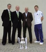 18 April 2006; Drogeda Utd manager Paul Doolin and player Declan O'Brien with Cork City assistant manager Dave Hill with player Mark McNulty at a photocall ahead of the Setanta Sports Cup Final between Cork City and Drogheda United to be played on Saturday, April 22nd. Great Southern Hotel, Dublin Airport, Dublin. Picture credit: Damien Eagers / SPORTSFILE