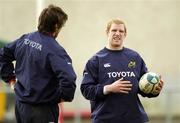 19 April 2006; Paul O'Connell in conversation with Donnacha O'Callaghan, left, during Munster squad training. Thomond Park, Limerick. Picture credit; Pat Murphy / SPORTSFILE