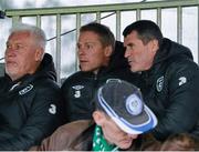 23 May 2014; Republic of Ireland assistant manager Roy Keane, right, with goalkeeping coach Seamus McDonagh, left, and coach Steve Guppy in attendance at the game. Airtricity League Premier Division, Bray Wanderers v Cork City, Carlisle Grounds, Bray, Co. Wicklow. Picture credit: Ray McManus / SPORTSFILE