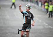 24 May 2014; Liam Holohan, Madison Genesis, crosses the line to win Stage 7 of the 2014 An Post Rás. Carrick on Suir - Baltinglass. Picture credit: Ramsey Cardy / SPORTSFILE