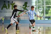 24 May 2014; Ian Byrne, FCG Dublin Futsal, in action against Rafael Rodrigues, Eden Futsal. FAI Futsal Cup Final, Eden Futsal v FCG Dublin Futsal, Athlone Institute of Technology Arena, Athlone, Co. Westmeath. Picture credit: Diarmuid Greene / SPORTSFILE