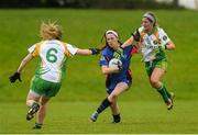 24 May 2014; Gillian O'Brien, Munster, in action against Sinead Finnegan, left, and Grace Lynch, Leinster. 2014 MMI Group Ladies Football Interprovincial Tournament Shield Final, Leinster v Munster, Kinnegad, Co. Westmeath. Picture credit: Pat Murphy / SPORTSFILE