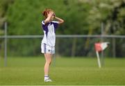 24 May 2014; Connacht's Olivia Divilly at the final whistle after defeat against Ulster. 2014 MMI Group Ladies Football Interprovincial Tournament Cup Final, Connacht v Ulster, Kinnegad, Co. Westmeath. Picture credit: Pat Murphy / SPORTSFILE