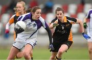 24 May 2014; Aine Tighe, Connacht, in action against Eileen McIlroy, Ulster. 2014 MMI Group Ladies Football Interprovincial Tournament Cup Final, Connacht v Ulster, Kinnegad, Co. Westmeath. Picture credit: Pat Murphy / SPORTSFILE