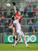 24 May 2014; Aidan Carr, Down, in action against Ciaran McGinley, Tyrone. Ulster GAA Football Senior Championship, Preliminary Round Replay, Down v Tyrone, Pairc Esler, Newry, Co. Down. Picture credit: Oliver McVeigh / SPORTSFILE