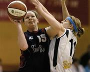 17 April 2006; Emma Reilly, Mercy Coolock, in action against Louise Mulcahy, UL Aughinish. Women's Division 1 Final, Mercy Coolock v UL Aughinish, National Basketball Arena, Tallaght, Dublin. Picture credit: Brendan Moran / SPORTSFILE