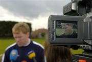 18 April 2006; Republic of Ireland manager Steve Staunton is interviewed for TV during the 4th Annual Docklands Festival of Football. Tolka Rovers FC, Frank Cooke Park, Griffith Avenue, Dublin. Picture credit: Pat Murphy / SPORTSFILE