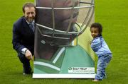 18 April 2006; 2 year old Cass Butler, from Rathgar, with GAA President Sean Kelly at the announcement of Self Help Development International as the GAA's official Charity for 2006. Self Help Development International is an Irish charity that has been implementing long term sustainable development programmes in eastern Africa for the past 22 years. Croke Park, Dublin. Picture credit: Brian Lawless / SPORTSFILE