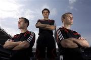 18 April 2006; adidas announce the addition of four new players to their GAA team for 2006, Cork hurling pair, Ben and Jerry O'Connor and two of footballs brightest stars, Tyrone's Owen Mulligan and Kerry's Colm Cooper. Under the boot sponsorship, the players will wear personalised boots specially made in Germany, for the championship. They will wear either the new F50+ TUNiT boot or the Predator Absolute boot for this year's championship. Pictured at the announcement are Cork players, Ben O'Connor, left, Sean Og O hAilpin and Jerry O'Connor. Croke Park, Dublin. Picture credit: David Maher / SPORTSFILE