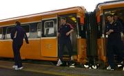 22 April 2006; Munster player Ronan O'Gara, centre, on his arrival at Heuston Station for their Heineken Cup Semi-Final game against Leinster. Heuston Station, Dublin. Picture credit: Matt Browne / SPORTSFILE