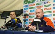 22 April 2006; Munster coach Declan Kidney, right, and Leinster coach Michael Cheika at the press conference ahead of the Heineken Cup Semi-Final game between Leinster and Munster. Lansdowne Road, Dublin. Picture credit: Matt Browne / SPORTSFILE