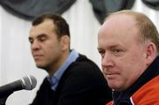 22 April 2006; Munster coach Declan Kidney and Leinster coach Michael Cheika at a press conference ahead of the Heineken Cup Semi-Final game between Leinster and Munster. Lansdowne Road, Dublin. Picture credit: Matt Browne / SPORTSFILE