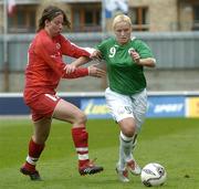 22 April 2006; Laura Hislop, Republic of Ireland, in action against Caorline Abbe, Switzerland.  World Cup Qualifier, Republic of Ireland v Switzerland, Richmond Park, Dublin. Picture credit: Ray Lohan / SPORTSFILE