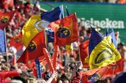 23 April 2006; Munster and Leinster fans wave their flags before the start of the game. Heineken Cup 2005-2006, Semi-Final, Leinster v Munster, Lansdowne Road, Dublin. Picture credit: Matt Browne / SPORTSFILE