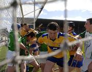 23 April 2006; Clare and Limerick players tussel in the goal mouth near the end of the game. Allianz National Hurling League, Division 1 Semi-Final, Clare v Limerick, Semple Stadium, Thurles, Co. Tipperary. Picture credit: Ray McManus / SPORTSFILE