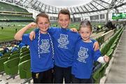 25 May 2014; Ballynanty supporters Darragh Shine, aged 11, Rian O'Connell, aged 11, and Cillian O'Connell, aged 6, all from Co. Limerick, ahead of the game. FAI Junior Cup Final in association with Umbro and Aviva, Ballynanty Rovers v St Michael’s Tipperary, Aviva Stadium, Lansdowne Road, Dublin. Picture credit: Barry Cregg / SPORTSFILE