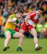 25 May 2014; Patrick McBrearty, Donegal, in action against Dermot McBride, Derry. Ulster GAA Football Senior Championship Quarter-Final, Derry v Donegal, Celtic Park, Derry. Picture credit: Oliver McVeigh / SPORTSFILE