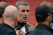 25 May 2014; Jim McGuinness, Donegal manager, speaking to reporters after the game. Ulster GAA Football Senior Championship Quarter-Final, Derry v Donegal, Celtic Park, Derry. Picture credit: Oliver McVeigh / SPORTSFILE