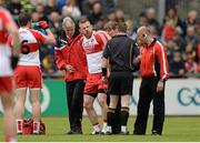 25 May 2014; Fergal Doherty, Derry goes off injured. Ulster GAA Football Senior Championship Quarter-Final, Derry v Donegal, Celtic Park, Derry. Picture credit: Oliver McVeigh / SPORTSFILE