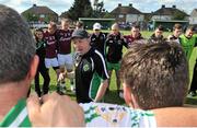 25 May 2014;  London manager Paul Coggins talks to his players after the match. Connacht GAA Football Senior Championship, Quarter-Final, London v Galway, Emerald Park, Ruislip, London, England. Picture credit: Ray Ryan / SPORTSFILE