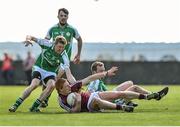 25 May 2014; Adrian Varley, Galway, in action against Seamus Hannon, London. Connacht GAA Football Senior Championship, Quarter-Final, London v Galway, Emerald Park, Ruislip, London, England. Picture credit: Ray Ryan / SPORTSFILE