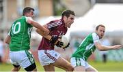 25 May 2014; Fiontan O Curraoin, Galway, in action against Greg Crowley, London. Connacht GAA Football Senior Championship, Quarter-Final, London v Galway, Emerald Park, Ruislip, London, England. Picture credit: Ray Ryan / SPORTSFILE