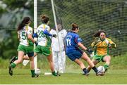 24 May 2014; Louise Galvin, Munster, shoots to score a goal for her side. 2014 MMI Group Ladies Football Interprovincial Tournament Shield Final, Leinster v Munster, Kinnegad, Co. Westmeath. Picture credit: Pat Murphy / SPORTSFILE