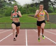 25 May 2014; Niamh Whelan, left, Ferrybank A.C., Co. Waterford, on her way to winning the Womens 200m event alongside eventual second placed Phil Healy, Bandon A.C., Co. Cork. The 2014 AAI Games. Morton Stadium, Santry, Co. Dublin. Picture credit: Tomás Greally / SPORTSFILE